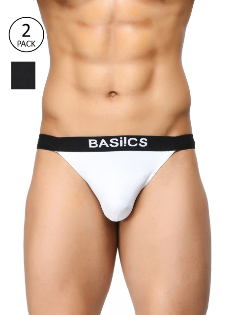 BASIICS by La Intimo Black & White Set of 2 Thongs BCSTH010B025