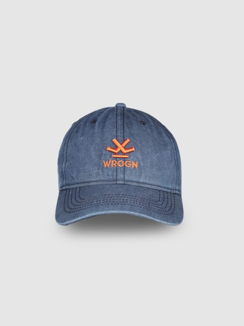WROGN Unisex Blue Embroidered Pure Cotton Denim Baseball Cap