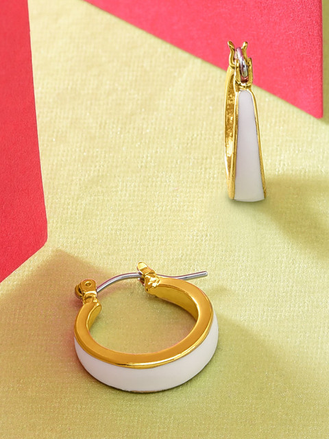 Accessorize London Gold-Toned Pastel Pop Enamel Inlay Hoop Earrings