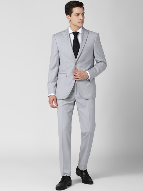 Peter England Elite Men Grey Slim Fit Single-Breasted Two Piece Formal Suit