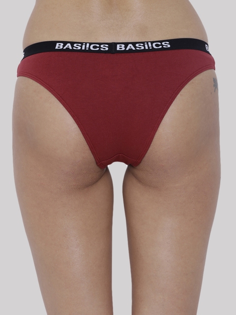 BASIICS by La Intimo Women Pack of 2 Maroon & Sea Green Basic Briefs BCPBR080B0BK - Image 3