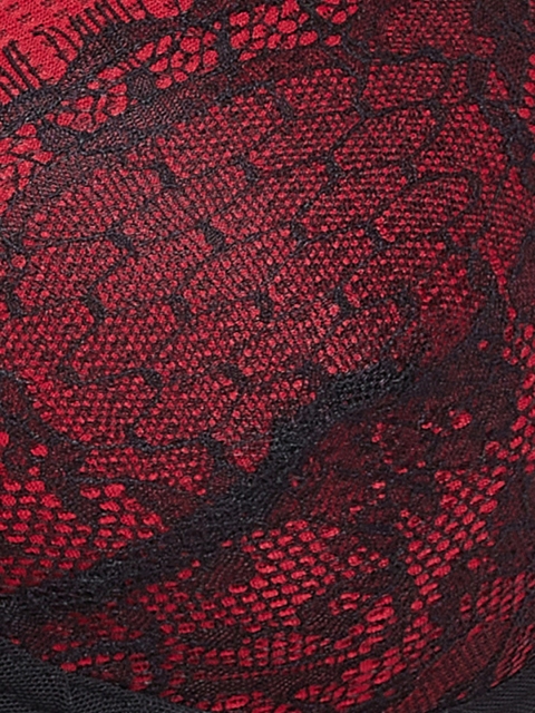 Clovia Black & Red Floral Bra Lightly Padded - Image 5
