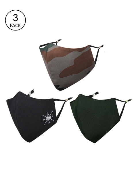 MASQ Men Pack Of 3 4-Ply Printed Reusable Cloth Masks