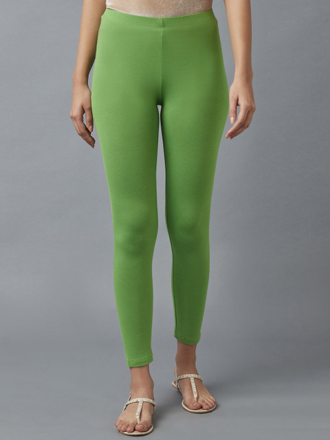 elleven Women Green Solid Ankle Length Leggings