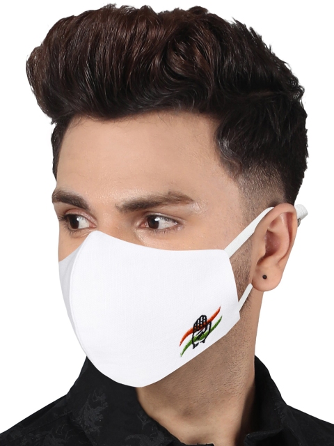 MASQ Adults Pack of 2 White Solid 4-Ply Pure Cotton Adjustable Cloth Masks - Image 5