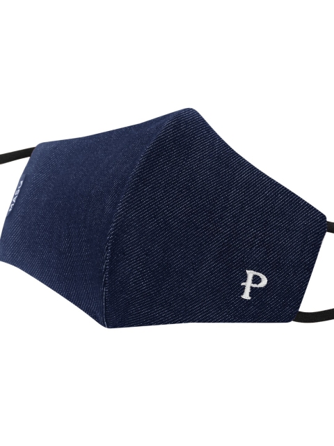 MASQ Adults Pack of 6 Navy Blue Solid 3-Ply Pure Cotton Adjustable Cloth Masks - Image 3