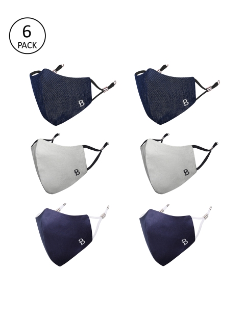 MASQ Unisex Pack Of 6 4-Ply Reusable Anti-Pollution Pure Cotton Cloth Masks