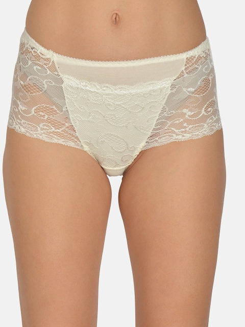 mod & shy Women Off-White Self-Design Lace Hipster Briefs