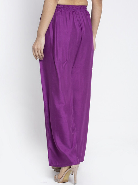 Jinfo Women Pack Of 2 Yellow & Purple Knitted Ethnic Palazzos - Image 4