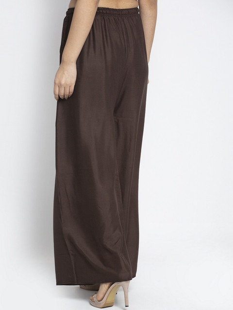 Jinfo Women Brown Knitted Ethnic Palazzos - Image 3