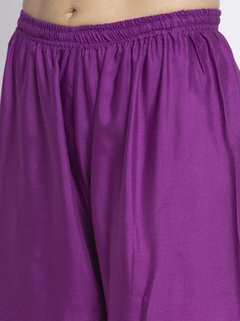 Jinfo Women Purple Flared Ethnic Palazzos - Image 5