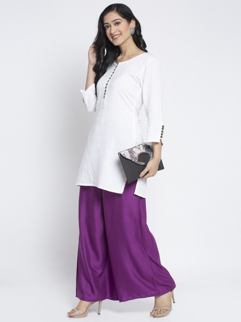 Jinfo Women Purple Flared Ethnic Palazzos - Image 4