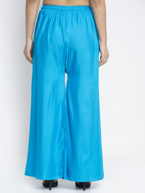 Jinfo Women Blue Ethnic Palazzos - Image 3