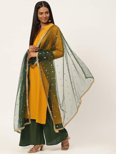 Studio Shringaar Green Embroidered Dupatta