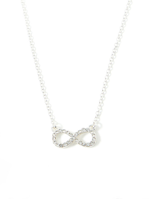 Accessorize Women Silver-Toned Crystal Studded Eternity Necklace - Image 2