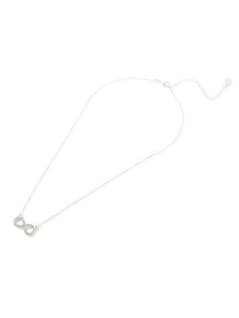 Accessorize Women Silver-Toned Crystal Studded Eternity Necklace - Image 3