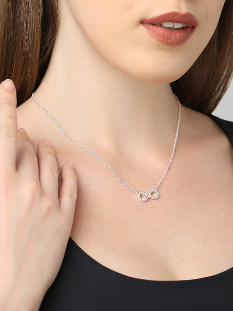 Accessorize Women Silver-Toned Crystal Studded Eternity Necklace - Image 5