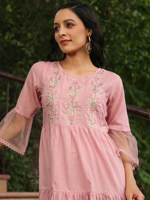 Juniper Pink Floral Embroidered Dress - Image 2