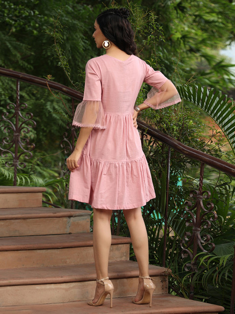 Juniper Pink Floral Embroidered Dress - Image 4