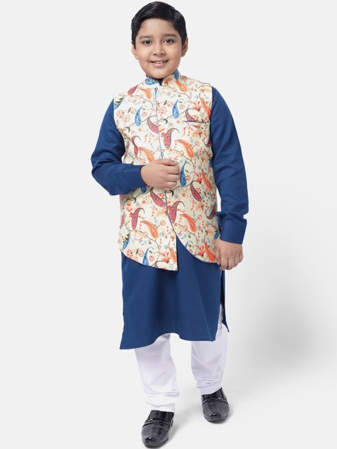 NAMASKAR Boys Beige Pure Cotton Nehru Jacket - Image 5