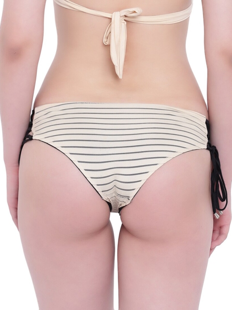 La Intimo Women Cream & Black Striped Bikini Briefs with Tie-Up Closure - LIFPY001SN0 - Image 4