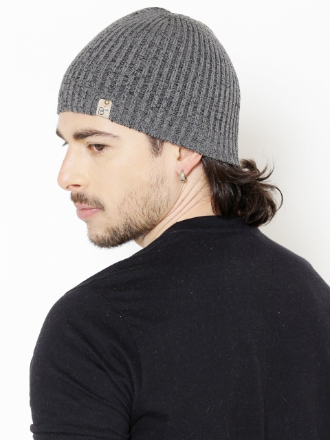 Bharatasya Men Grey Cotton Knitted Gym Beanie - Image 4