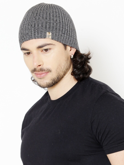 Bharatasya Men Grey Cotton Knitted Gym Beanie - Image 3
