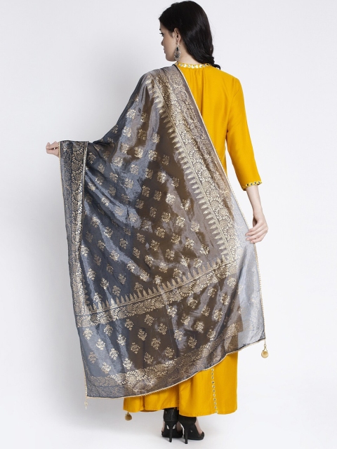 Clora Creation Women Grey Ethnic Motifs Printed Dupatta - Image 4