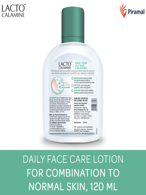 Lacto Calamine Daily Moisturizer Face Lotion For Combination To Normal Skin - 120 ml - Image 2