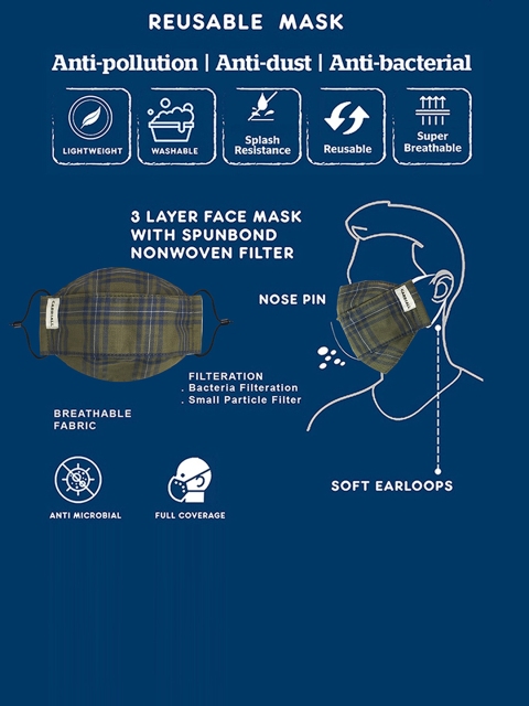 CARRIALL Adults Pack Of 3 Assorted 3-Ply Cotton Reusable Cloth Masks - Image 6
