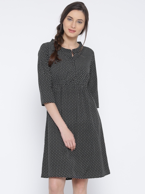 Sera Women Black Printed Tailored Dress