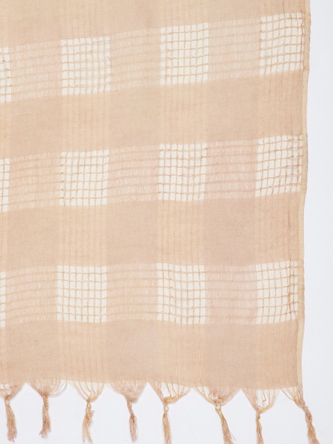 Clora Creation Beige Checked Pure Cotton Dupatta - Image 2