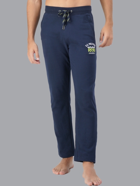 U.S. Polo Assn. Men Navy Blue Solid Straight Fit Lounge Pants