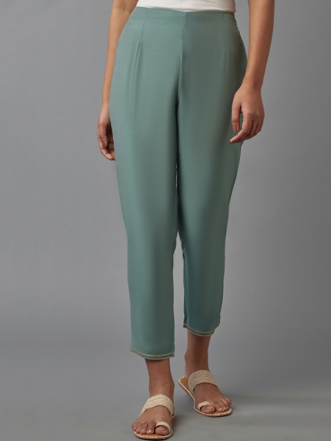 WISHFUL Women Green Slim Fit Trousers