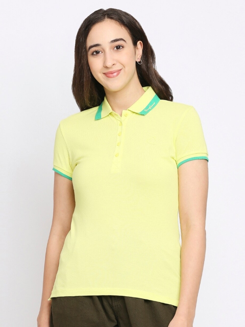 Being Human Women Yellow Polo Collar T-shirt