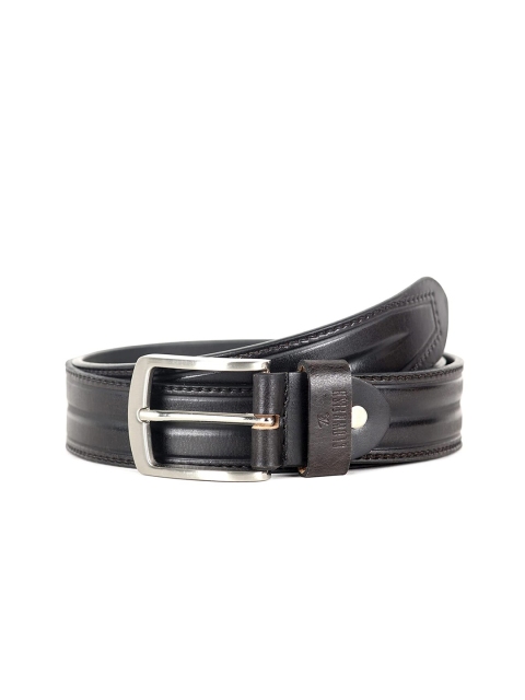 THE CLOWNFISH Men Black Textured Leather Belt - Image 2