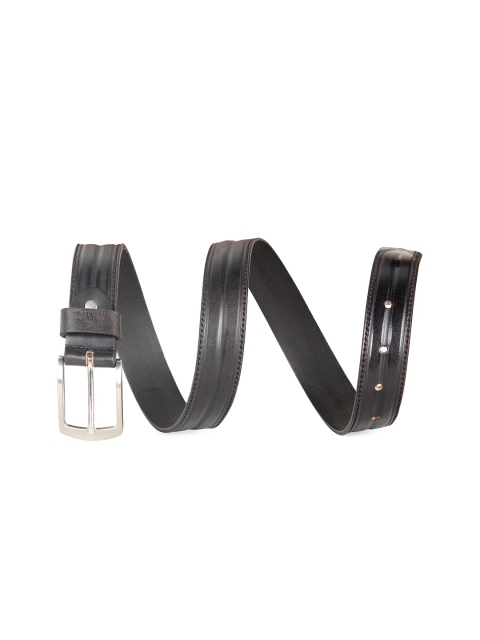THE CLOWNFISH Men Black Textured Leather Belt - Image 3