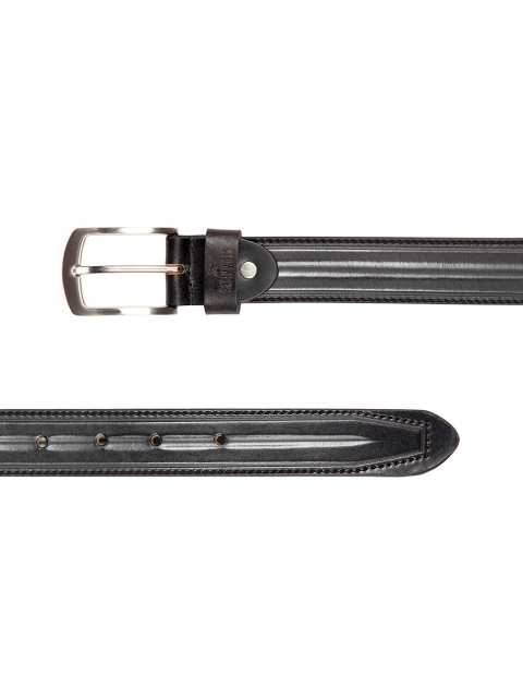 THE CLOWNFISH Men Black Textured Leather Belt - Image 4