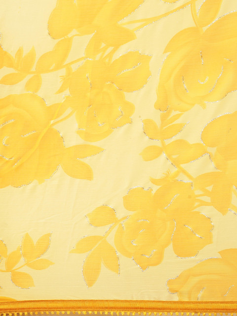 Sangria Yellow Floral Pure Chiffon Saree - Image 4