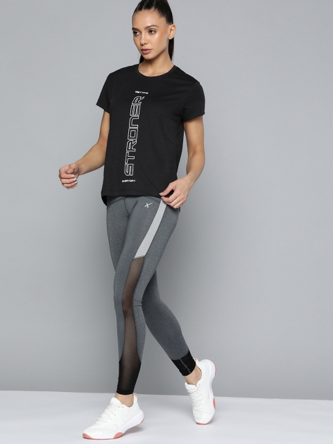 HRX By Hrithik Roshan Training Women Jet Black Rapid-Dry Typography Tshirts - Image 5