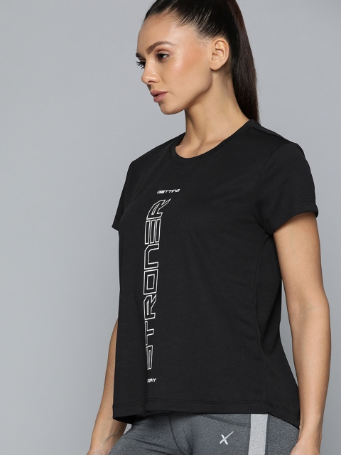 HRX By Hrithik Roshan Training Women Jet Black Rapid-Dry Typography Tshirts - Image 3