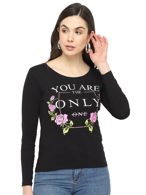 DYCA Women Black Printed T-shirt