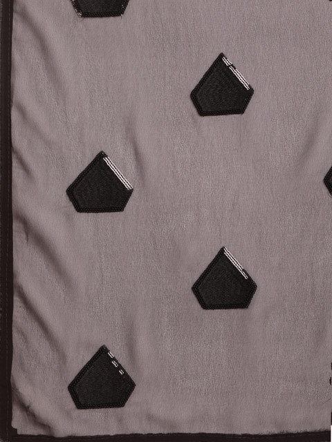 Sangria Black Embellished Sequinned Pure Georgette Saree - Image 6