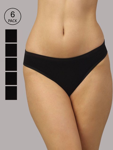 PrettyCat Women Pack of 6 Black Briefs PC-PA-P-BLK-6PCS-S-Black