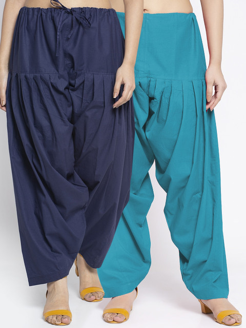 GRACIT Women Pack Of 2 Solid Pure Cotton Loose Fit Salwars