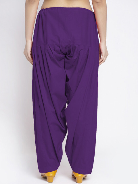 GRACIT Women White & Purple Pack of 2 Solid Cotton Salwars - Image 3