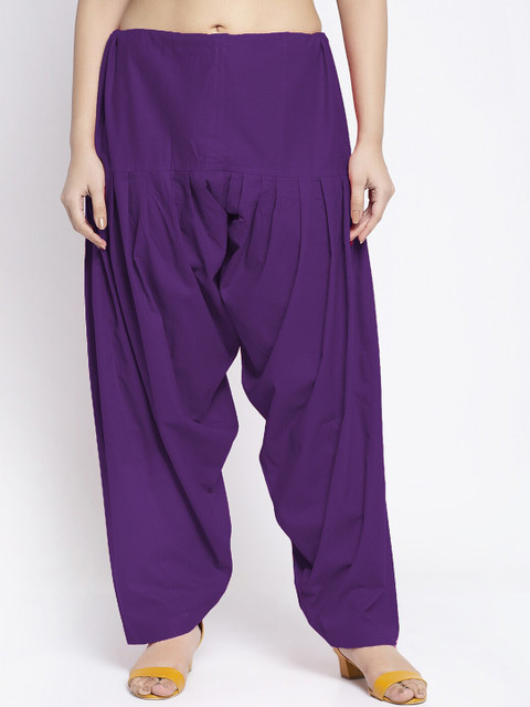 GRACIT Women White & Purple Pack of 2 Solid Cotton Salwars - Image 2