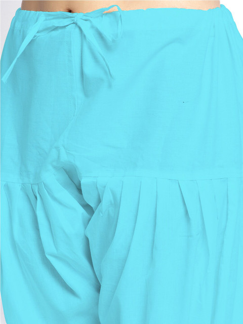 GRACIT Women Pack of 2 Cream Colored & Blue Solid Cotton Salwar - Image 6