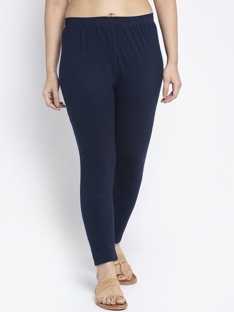 Jinfo Women Navy Blue Solid Cotton Lycra Legging