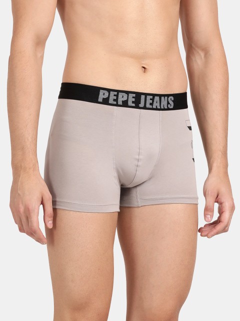 Pepe Jeans Men Mid Grey Solid Comfort Fit Mid-Rise No-Marks Stretchable Trunk OPT07 - Image 2